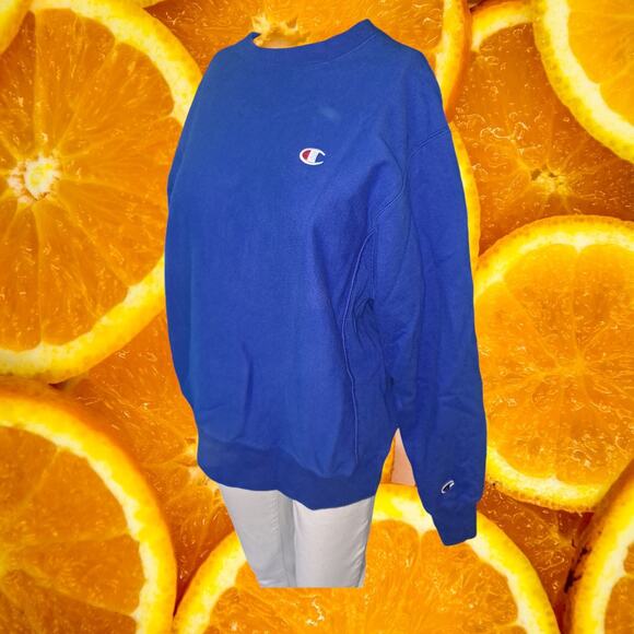 Vintage Champion Reverse Weave Bright Blue Sweatshirt Size Medium - Picture 1 of 9